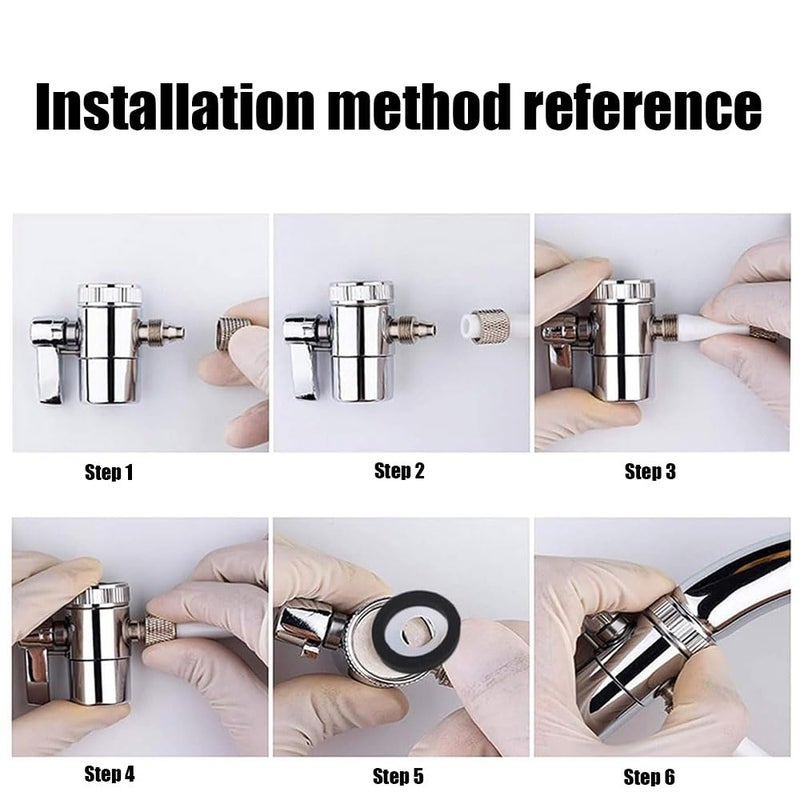 Weirun Kitchen Bathroom Sink Faucet Water Filter Diverter Valve for Push on 1/4 inch Tubing Replacement Part Adapter with M22 X M24 Connector, Polished Chrome - Image 2
